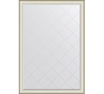 Зеркало с гравировкой в багетной раме EVOFORM белая кожа с хромом 78 мм, 129x184 см BY 4576