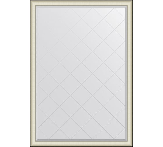 Зеркало с гравировкой в багетной раме EVOFORM белая кожа с хромом 78 мм, 129x184 см BY 4576 1
