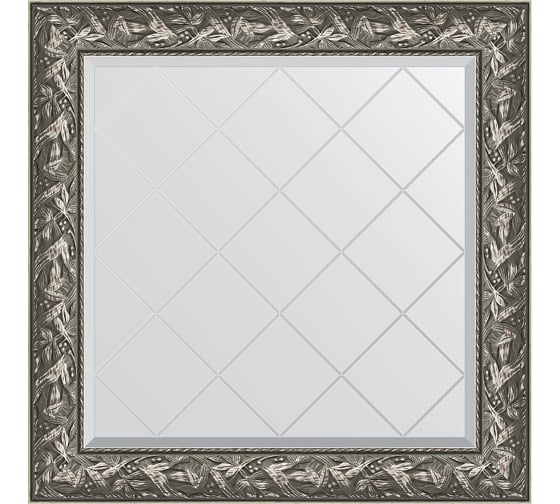 Зеркало с гравировкой в багетной раме EVOFORM византия серебро 99 мм, 89x89 см BY 4329 1