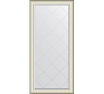 Зеркало с гравировкой в багетной раме EVOFORM белая кожа с хромом 78 мм, 74x157 см BY 4571