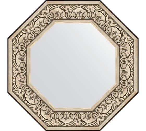 Зеркало EVOFORM в багетной раме - барокко серебро 106 mm (60,4x60,4 cm) 3847