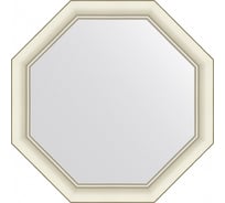 Зеркало EVOFORM в багетной раме - белый с серебром 60 mm (61x61 cm) BY 7431