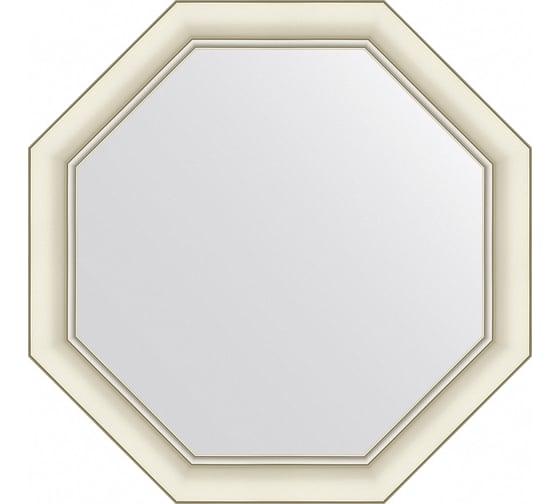 Зеркало EVOFORM в багетной раме - белый с серебром 60 mm (61x61 cm) BY 7431