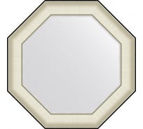 Зеркало EVOFORM в багетной раме - белая кожа с хромом 78 mm (59x59 cm) BY 7446