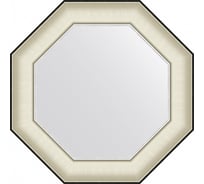 Зеркало EVOFORM в багетной раме - белая кожа с хромом 78 mm (54x54 cm) BY 7439