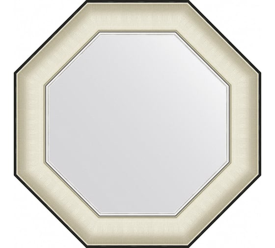 Зеркало EVOFORM в багетной раме - белая кожа с хромом 78 mm (54x54 cm) BY 7439 1