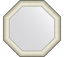 Зеркало EVOFORM в багетной раме - белая кожа с хромом 78 mm (64x64 cm) BY 7440