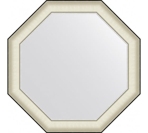 Зеркало EVOFORM в багетной раме - белая кожа с хромом 78 mm (74x74 cm) BY 7441 1