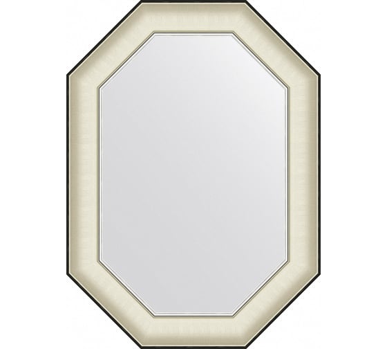 Зеркало EVOFORM в багетной раме - белая кожа с хромом 78 mm (54x74 cm) BY 7442 1