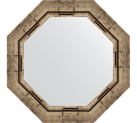 Зеркало EVOFORM в багетной раме - серебряный бамбук 73 mm (54x54 cm) 3667 1