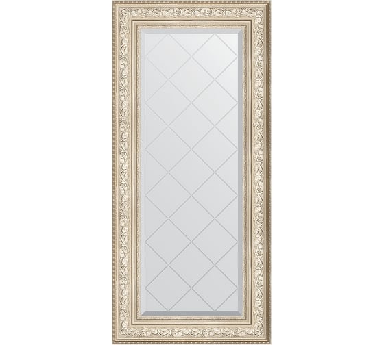 Зеркало EVOFORM с гравировкой в багетной раме - виньетка серебро 109 мм (60x130 см) BY 4082