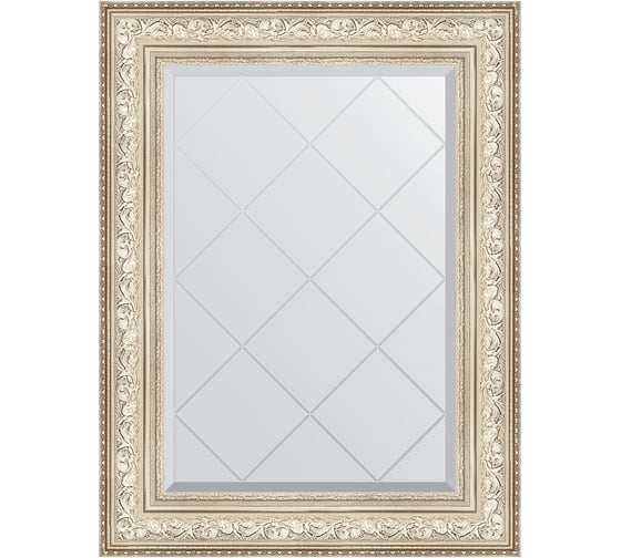 Зеркало EVOFORM с гравировкой в багетной раме - виньетка серебро 109 мм (70x93 см) BY 4125