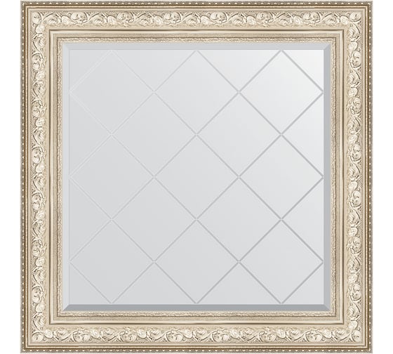 Зеркало EVOFORM с гравировкой в багетной раме - виньетка серебро 109 мм (90x90 см) BY 4340 1