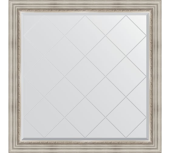 Зеркало EVOFORM с гравировкой в багетной раме - римское серебро 88 мм (106x106 см) BY 4448 1