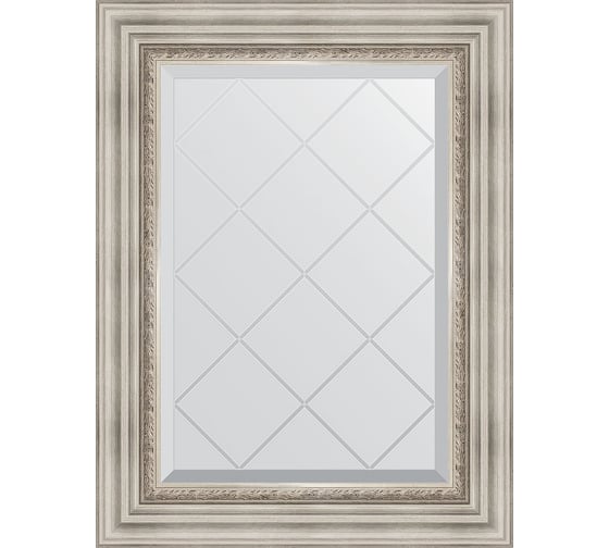 Зеркало EVOFORM с гравировкой в багетной раме - римское серебро 88 мм (56x74 см) BY 4018 1