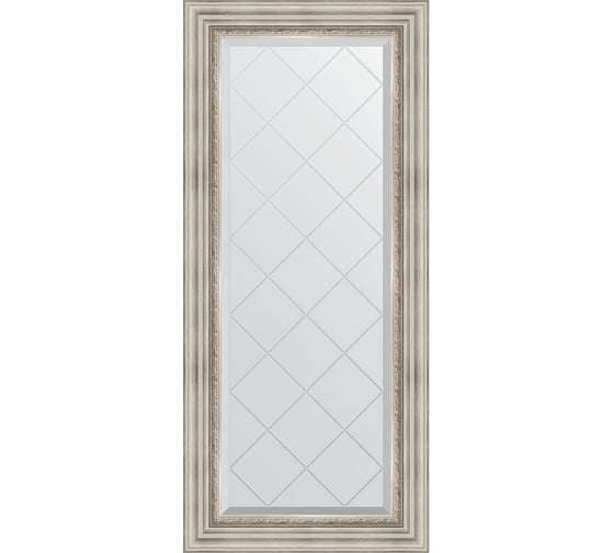 Зеркало EVOFORM с гравировкой в багетной раме - римское серебро 88 мм (56x126 см) BY 4061 1