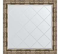 Зеркало EVOFORM с гравировкой в багетной раме - серебряный бамбук 73 мм (83x83 см) BY 4308