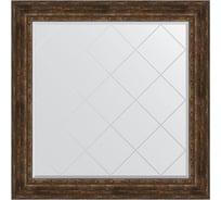 Зеркало EVOFORM с гравировкой в багетной раме - состаренное дерево с орнаментом 120 мм (112x112 см) BY 4473