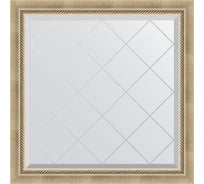 Зеркало EVOFORM с гравировкой в багетной раме - состаренное серебро с плетением 70 мм (83x83 см) BY 4304