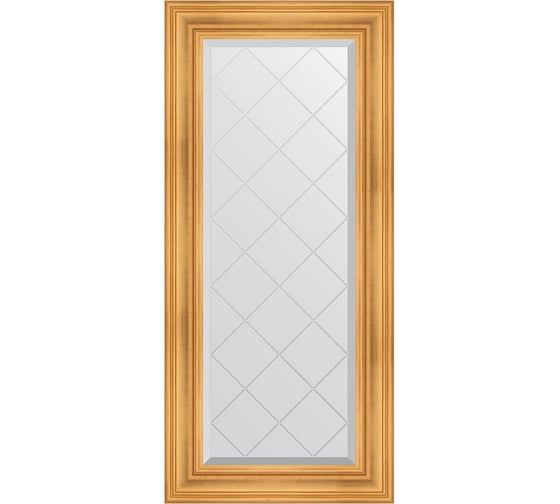 Зеркало EVOFORM с гравировкой в багетной раме - травленое золото 99 мм (59x128 см) BY 4073 1