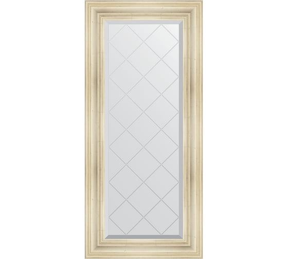 Зеркало EVOFORM с гравировкой в багетной раме - травленое серебро 99 мм (59x128 см) BY 4074 1