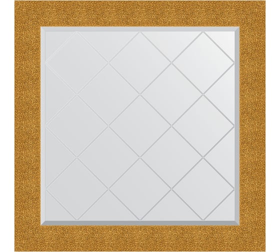 Зеркало EVOFORM с гравировкой в багетной раме - чеканка золотая 90 мм (86x86 см) BY 4323 1