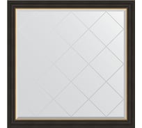 Зеркало EVOFORM с гравировкой в багетной раме - черное дерево с золотом 71 мм (104x104 см) BY 4539