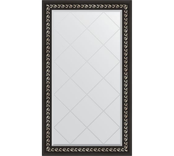 Зеркало EVOFORM с гравировкой в багетной раме - черный ардеко 81 мм (75x129 см) BY 4225
