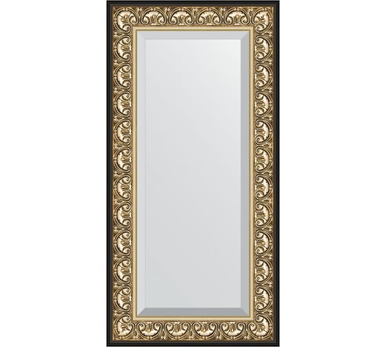 Зеркало EVOFORM с фацетом в багетной раме - барокко золото 106 мм (60x120 см) BY 1251