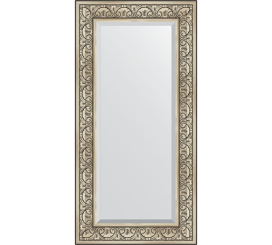 Зеркало EVOFORM с фацетом в багетной раме - барокко серебро 106 мм (60x120 см) BY 3502