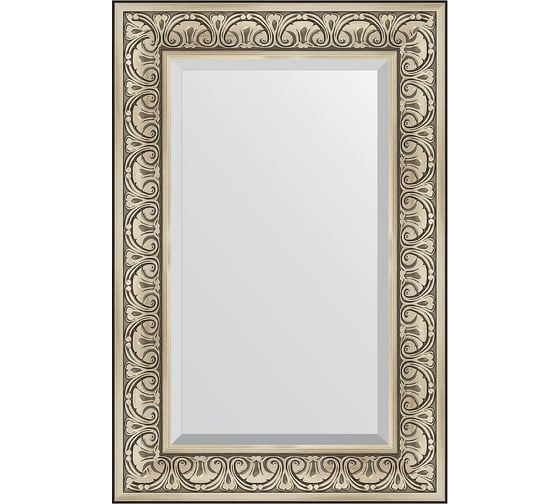 Зеркало EVOFORM с фацетом в багетной раме - барокко серебро 106 мм (60x90 см) BY 3424 1