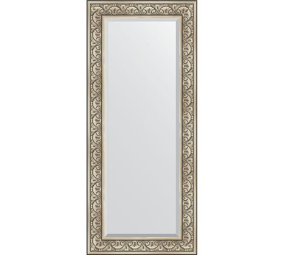 Зеркало EVOFORM с фацетом в багетной раме - барокко серебро 106 мм (65x150 см) BY 3554
