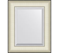 Зеркало EVOFORM с фацетом в багетной раме - белая кожа с хромом 78 мм (44x54 см) BY 7448