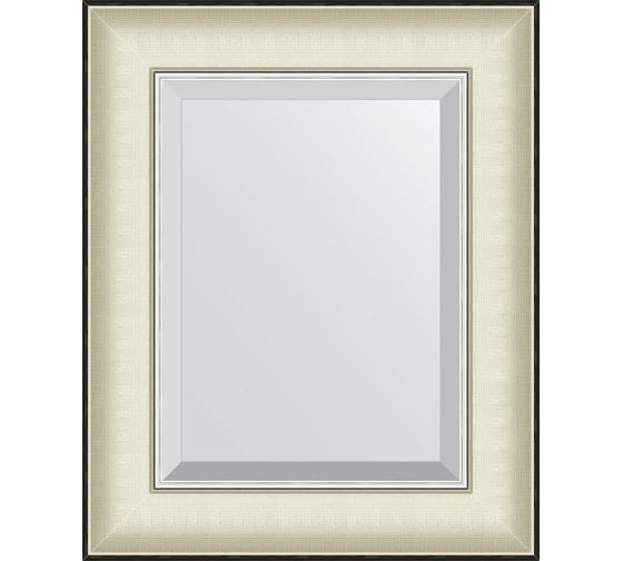 Зеркало EVOFORM с фацетом в багетной раме - белая кожа с хромом 78 мм (44x54 см) BY 7448 1