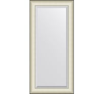 Зеркало EVOFORM с фацетом в багетной раме - белая кожа с хромом 78 мм (54x114 см) BY 7453