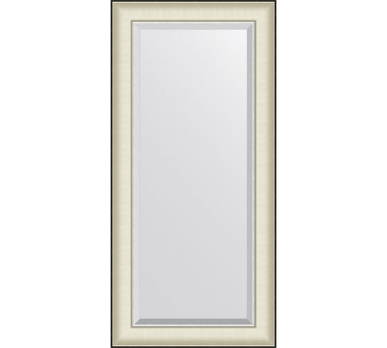 Зеркало EVOFORM с фацетом в багетной раме - белая кожа с хромом 78 мм (54x114 см) BY 7453 1