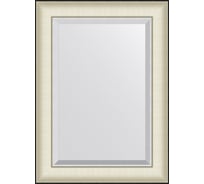 Зеркало EVOFORM с фацетом в багетной раме - белая кожа с хромом 78 мм (54x74 см) BY 7449