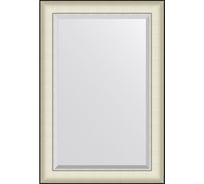 Зеркало EVOFORM с фацетом в багетной раме - белая кожа с хромом 78 мм (64x94 см) BY 7451