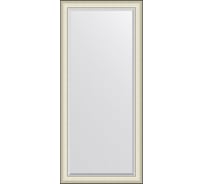 Зеркало EVOFORM с фацетом в багетной раме - белая кожа с хромом 78 мм (74x164 см) BY 7457