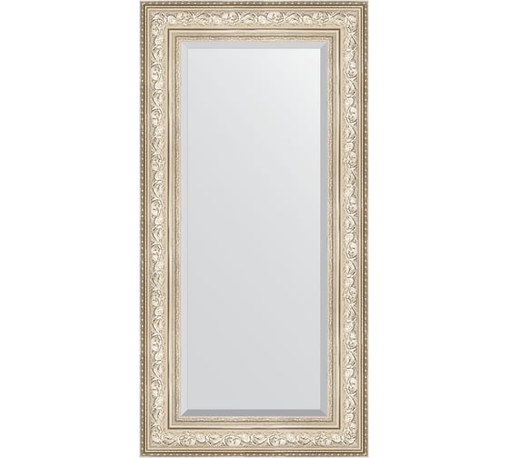 Зеркало EVOFORM с фацетом в багетной раме - виньетка серебро 109 мм (60x120 см) BY 3504