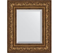 Зеркало EVOFORM с фацетом в багетной раме - виньетка состаренная бронза 109 мм (50x60 см) BY 3375