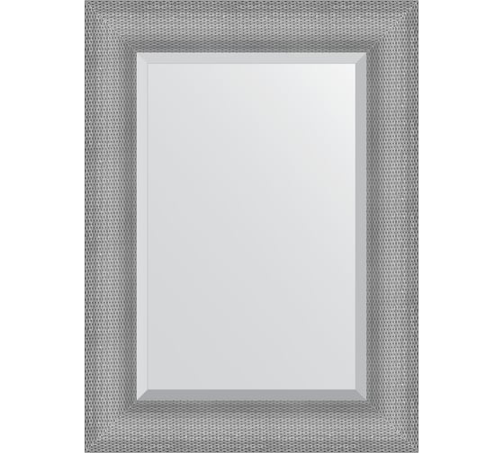 Зеркало EVOFORM с фацетом в багетной раме - серебряная кольчуга 88 мм (57x77 см) BY 3934 1