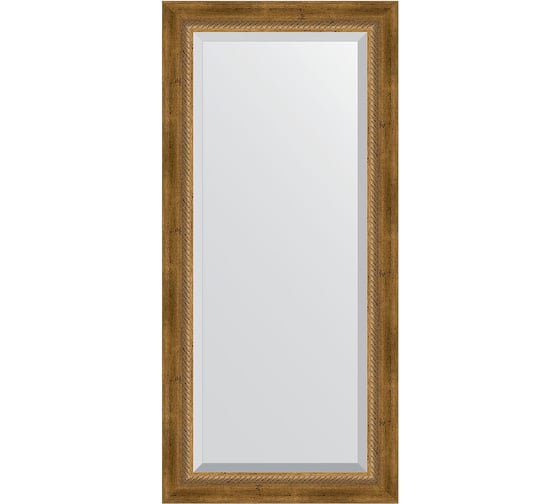 Зеркало EVOFORM с фацетом в багетной раме - состаренное бронза с плетением 70 мм (53x113 см) BY 3484 1