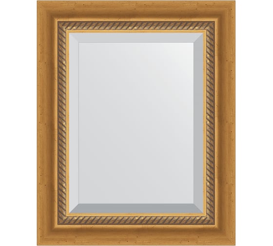 Зеркало EVOFORM с фацетом в багетной раме - состаренное золото с плетением 70 мм (43x53 см) BY 3353 1