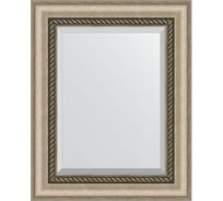 Зеркало EVOFORM с фацетом в багетной раме - состаренное серебро с плетением 70 мм (43x53 см) BY 1354