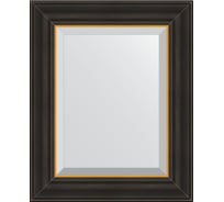 Зеркало EVOFORM с фацетом в багетной раме - черное дерево с золотом 71 мм (44x54 см) BY 3922