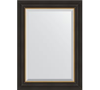 Зеркало EVOFORM с фацетом в багетной раме - черное дерево с золотом 71 мм (54x74 см) BY 3923