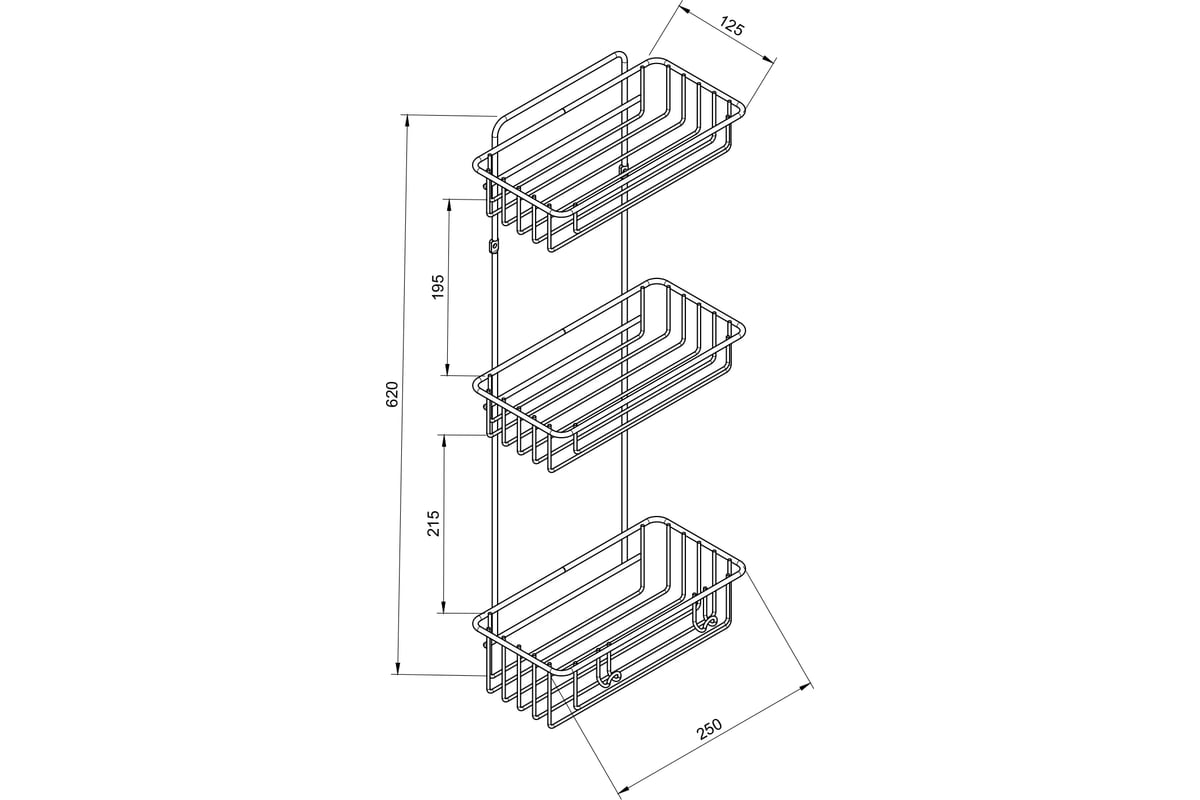 Полка для ванной комнаты из нержавеющей стали прямая 3 яруса