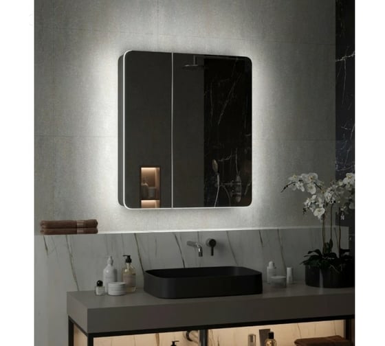 Зеркало-шкаф Reflection Black led 760x850 RF2002BL