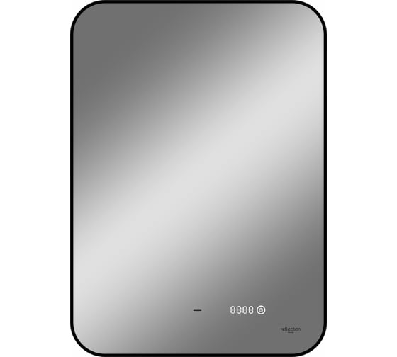 Зеркало Reflection Black view с фоновой подсветкой, бесконтактным сенсором, диммером, часами, черной окантовкой, 500x700 RF4001BV